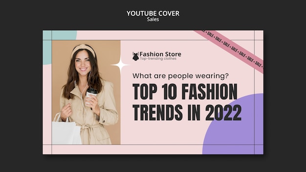 PSD gratuito modello di copertina youtube di vendita di moda femminile