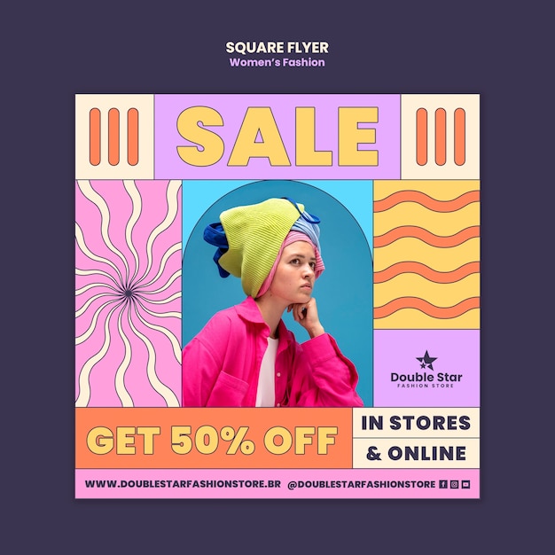 Free PSD women's fashion  square flyer template