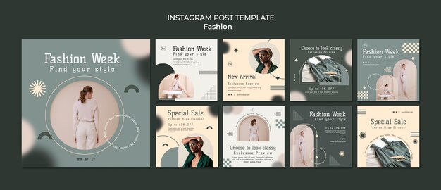 女性のファッションウィークのInstagramの投稿コレクション