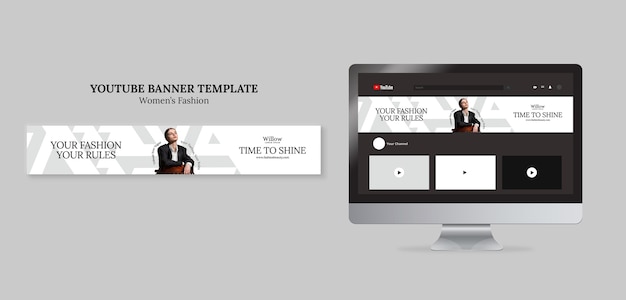 Women’s Fashion YouTube Banner Template – Free PSD Download