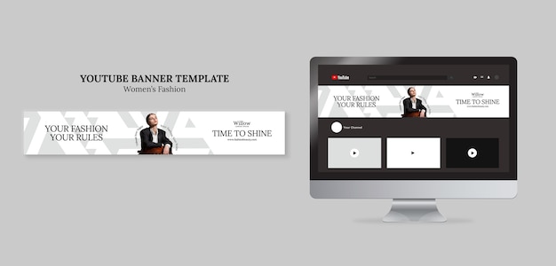 無料PSD 女性のファッション youtube バナー テンプレート