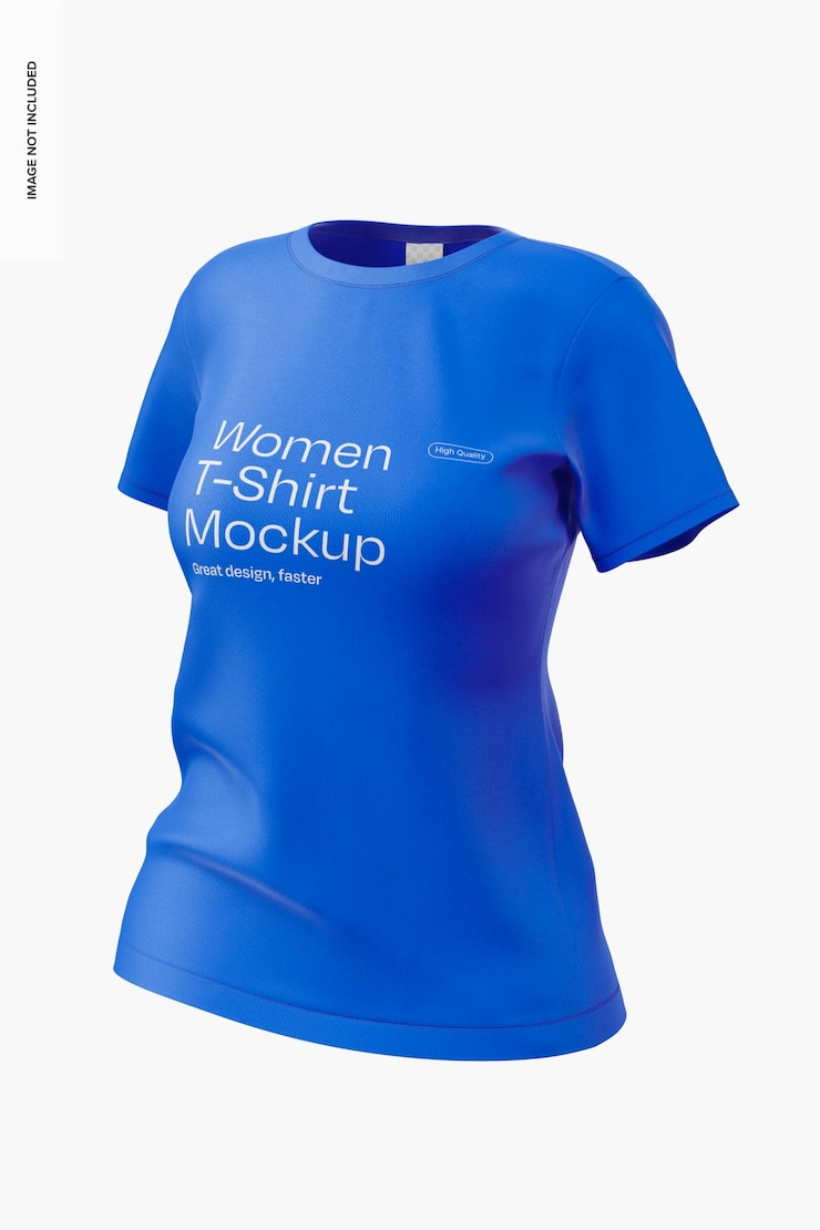 Free PSD women t shirt mockup floating