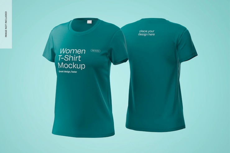 Free PSD women t shirts mockup front and back view