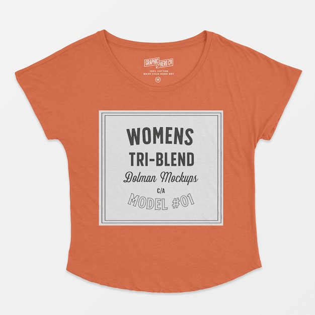 Free PSD women triblend dolman mockup