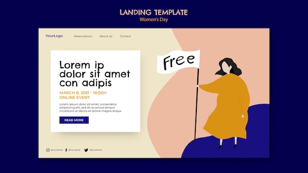 無料PSD 女性の日のランディングページ