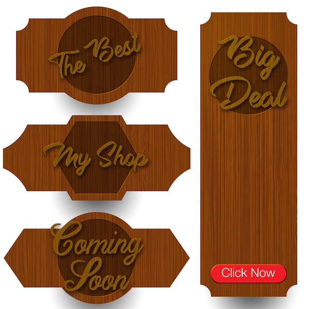 Free PSD wood labels collection