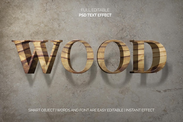 Free PSD wood text effect