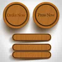 Free PSD wooden buttons collection