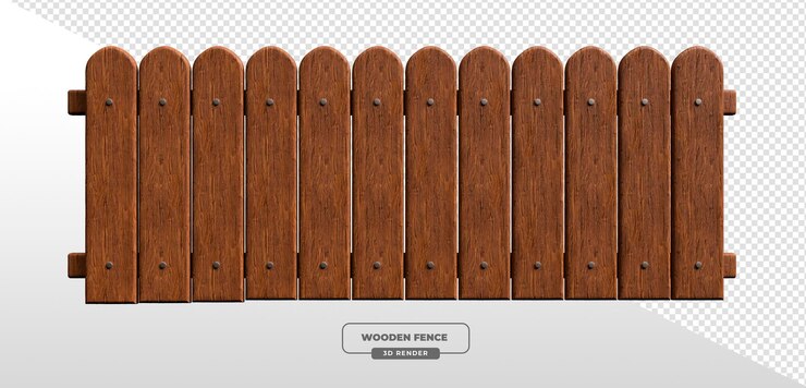 Free PSD wooden fence on a transparent background 3d render