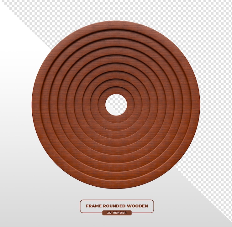 मुफ़्त PSD wooden frame with concentric circles in 3d render
