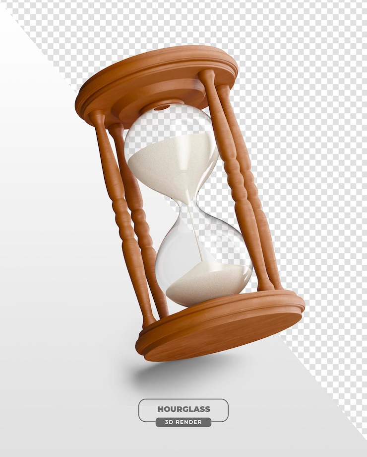 Free PSD wooden hourglass illustration in 3d render