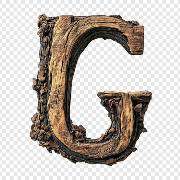 Free PSD wooden letter g rustic alphabet design
