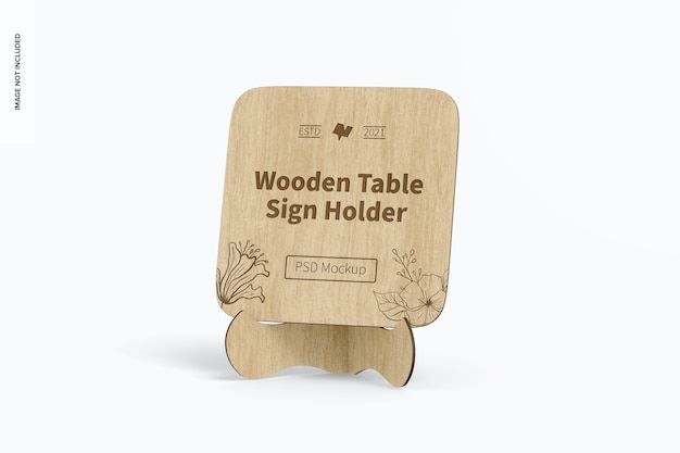 木製テーブルサインホルダーモックアップ、正面図
