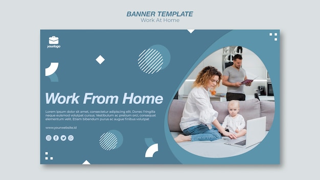 Free PSD work from home banner template