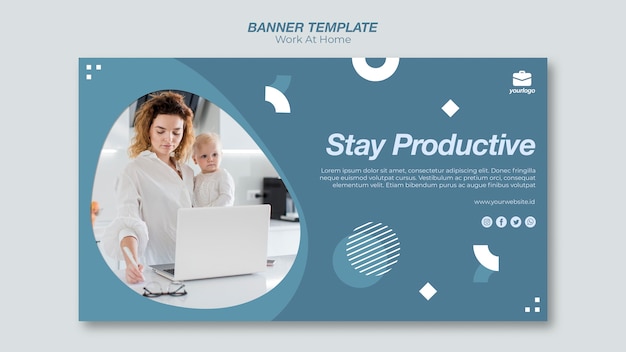 Free PSD work from home banner template