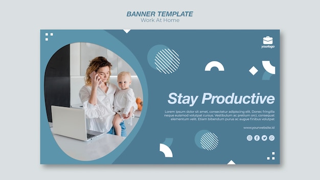 Free PSD work from home banner template