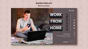 Free PSD work from home concept banner template