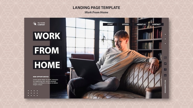 Work from home concept landing page template