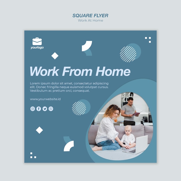 Free PSD work from home flyer template