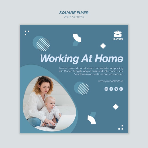 Free PSD work from home flyer template