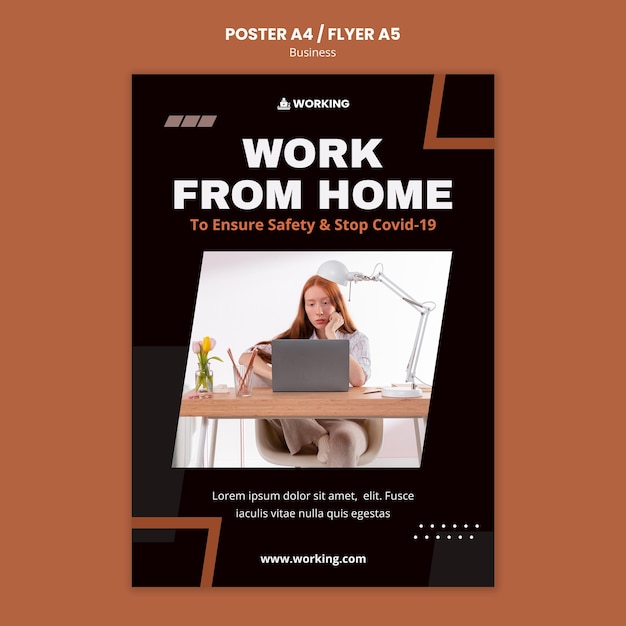 Free PSD work from home poster template