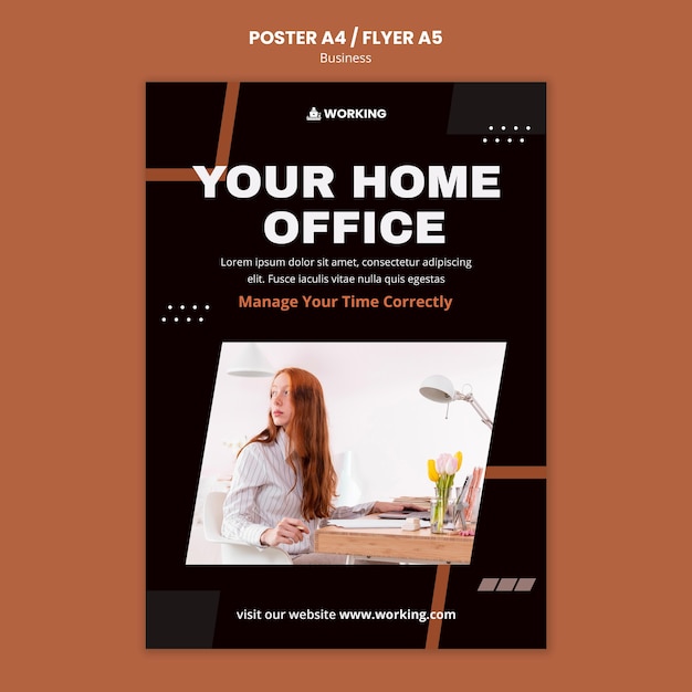 PSD gratuito modello di poster di lavoro da casa