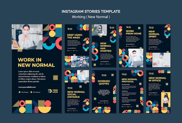 Free PSD working in the new normal way instagram stories