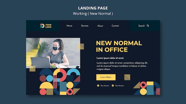 Free PSD working in the new normal way landing page template