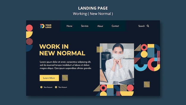 Free PSD working in the new normal way landing page