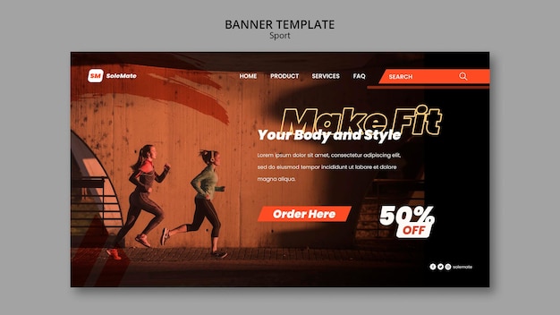 Free PSD working out concept landing page