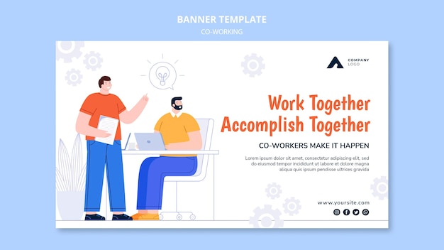 Free PSD working together horizontal banner template