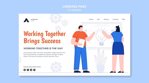 PSD gratuito lavorare insieme landing page