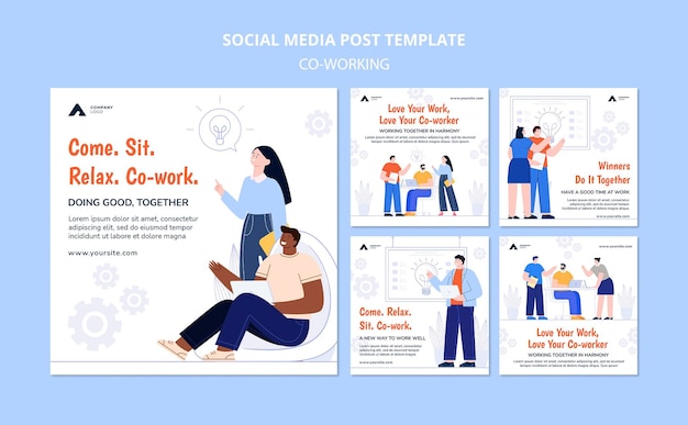 Working together social media post – Free PSD Templates for download