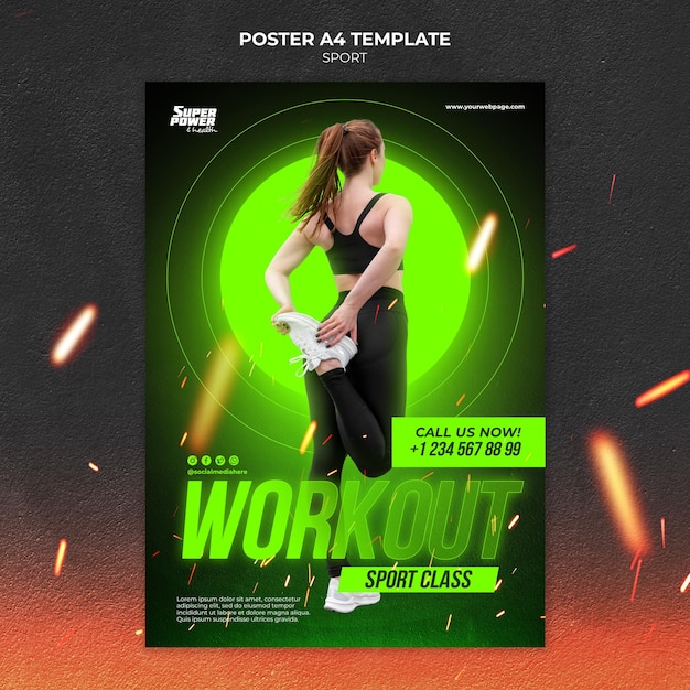 Free PSD workout class poster template