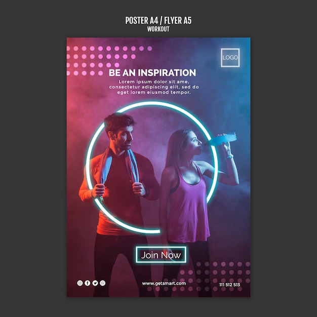 Free PSD workout concept poster style