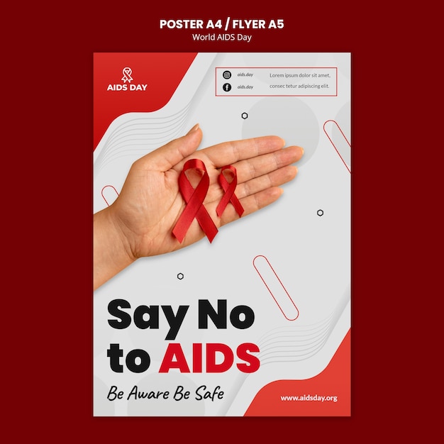 Modello di poster di sensibilizzazione per la giornata mondiale dell'aids