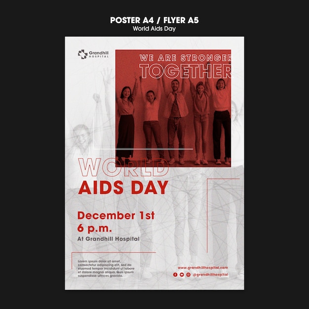 PSD gratuito modello di poster di sensibilizzazione per la giornata mondiale dell'aids