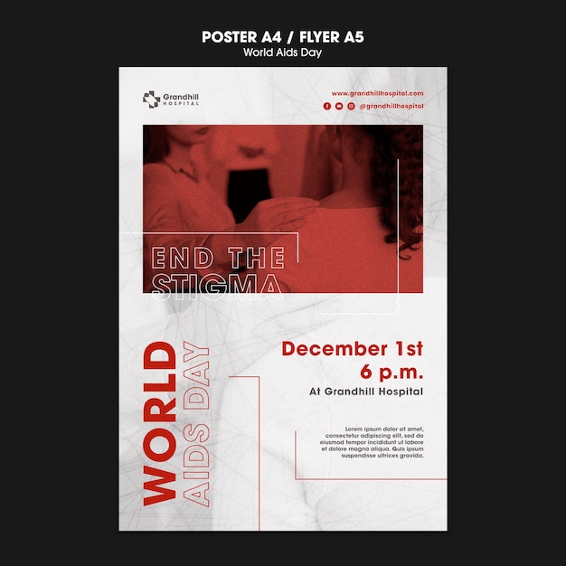 Free PSD world aids day awareness poster template