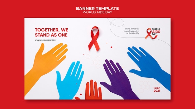 World aids day banner template with red details