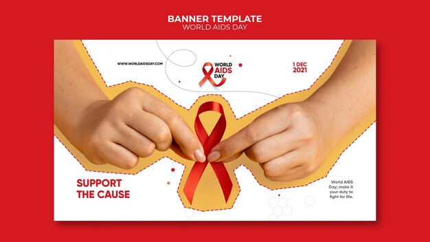 World aids day banner template with red details