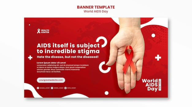 World aids day banner template with red details