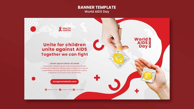 World aids day banner template with red details