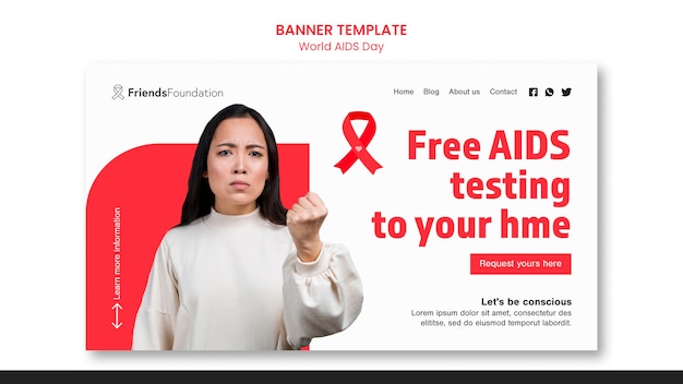 World aids day banner template with red details