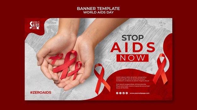 World aids day banner template with red details