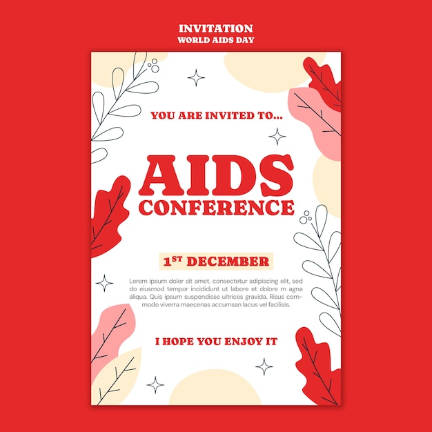 PSD gratuito modello di invito per la celebrazione della giornata mondiale contro l'aids