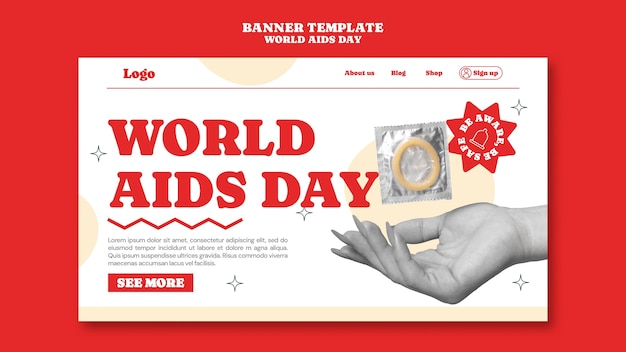 Free PSD world aids day celebration landing page
