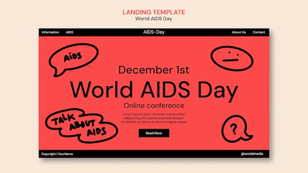 Free PSD world aids day celebration landing page