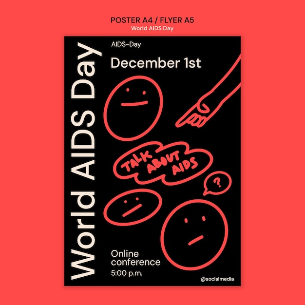 Free PSD world aids day celebration  poster template