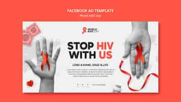 PSD gratuito modello facebook per la giornata mondiale dell'aids