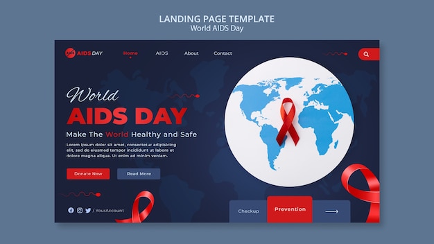 PSD gratuito modello di home page della giornata mondiale dell'aids